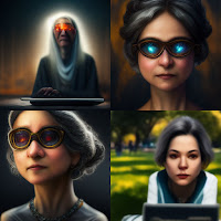 Ilustração com quatro mulheres. Três delas usando óculos escuro com reflexo de tela na lente e uma no park com seu tablet.