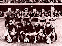 F. C. BARCELONA - Barcelona, España - Temporada 1972-73 - Miguel Reina, Rifé, Gallego, Juan Carlos, De la Cruz y Marcial; Rexach, Martí Filosía, Barrios, Asensi y Pérez - F. C. BARCELONA 3 (Rexach 2, Pérez) U. D. LAS PALMAS 1 (Fernández) - 03/12/1972 - Liga de 1ª División, jornada 13 - Barcelona, Nou Camp