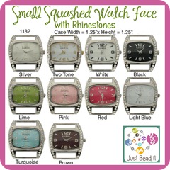 Small Squashed Watch Face with Rhinestones