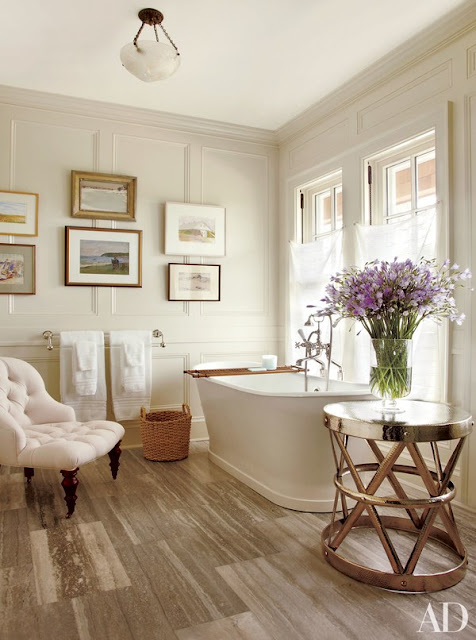 Gorgeous bathroom in Hamptons designed by Carrier and Company - found on Hello Lovely Studio