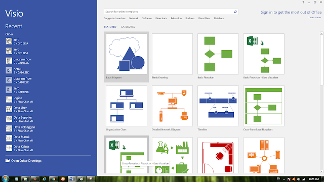 Tampilan Visio 2017 Awal Masuk