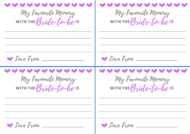 Free printable hen party memory card - in purple