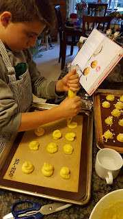 forming gougeres with a piping bag