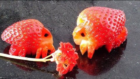 animal figure made out of  strawberry