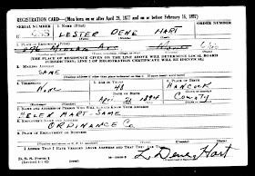 Climbing My Family Tree: WWII Draft Registration Card for Lester Dene Hart, front page