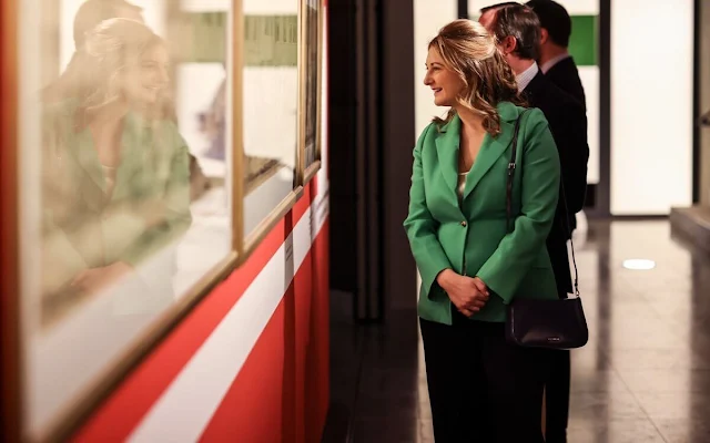 Hereditary Grand Duchess Stephanie wore a green single button blazer by Ralph Lauren. Luxembourg, Fortress of the Habsburgs