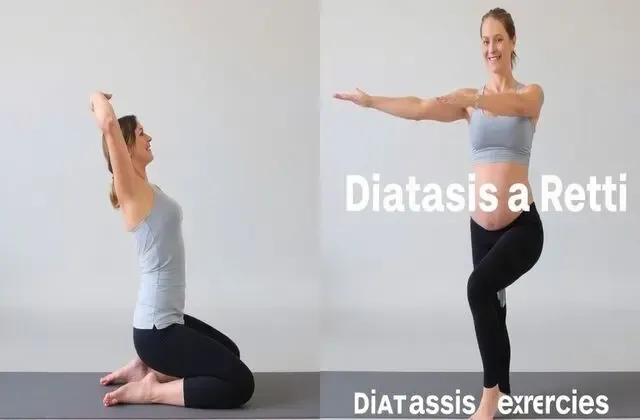 Woman exercising for pelvic floor and diastasis recti.