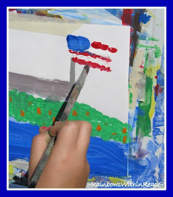 photo of: Child Painting the American Flag 