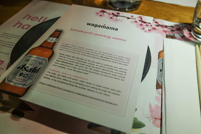 Karakuchi Pairing Menu with Wagamama & Asahi Beer on Typewriter Teeth Menu 