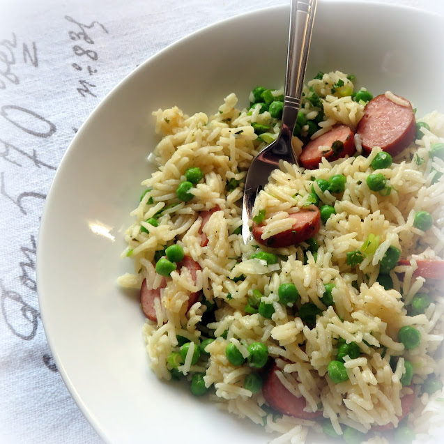 Skillet Sausage, Peas & Rice