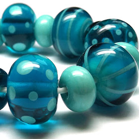 Lampwork glass beads made with CiM 'Marine'