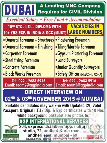 Free job recruitment for MNC Company Dubai