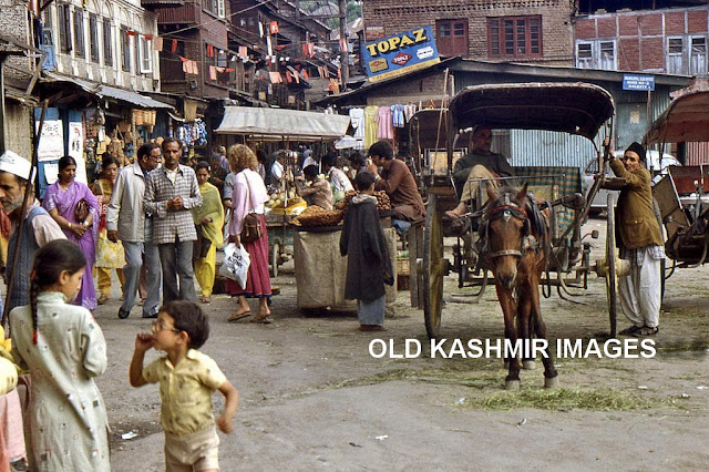 A busy street in Srinagar, Kashmir 1980s.