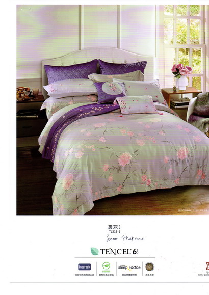 Sprei Tencel Motif Bunga Abu Pink