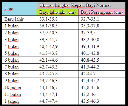 Ukuran Lingkar  Kepala Bayi Normal Laki Laki Dan Perempuan 