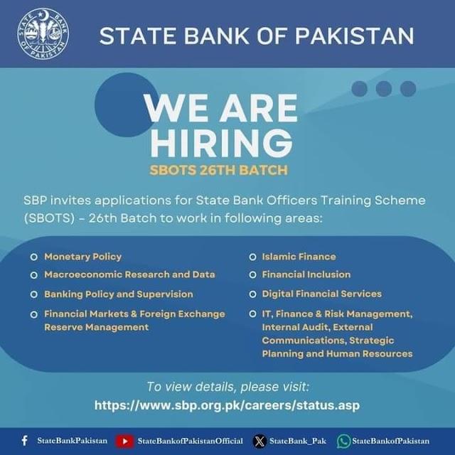 State Bank of Pakistan Officers Training Scheme (SBOTS)-2024