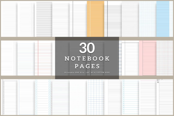 Etsy Free Printable Notebook Paper Pages cut files for your personal DIY projects