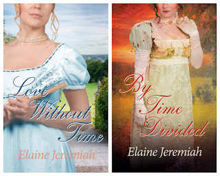 Book covers for Elaine Jeremiah's Love Without Time and By Time Divided