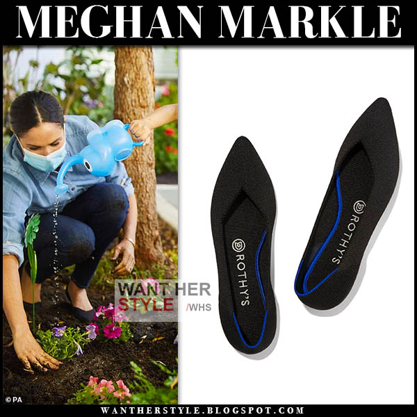 Meghan Markle wearing black Rothy's ballet flats