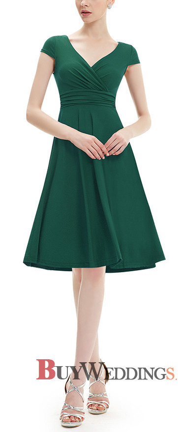 Vintage Bridesmaid Dress with Short Sleeves