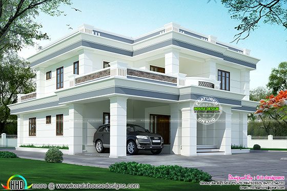  Modern  flat  roof  house  in 395 sq yd Kerala home  design  