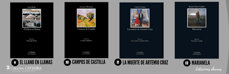 coleccion catedra salvat españa, el llano en llamas, campos de castilla, la muerte de artemio cruz, marianela