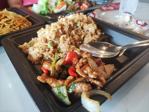 Mongolian pork with fried rice