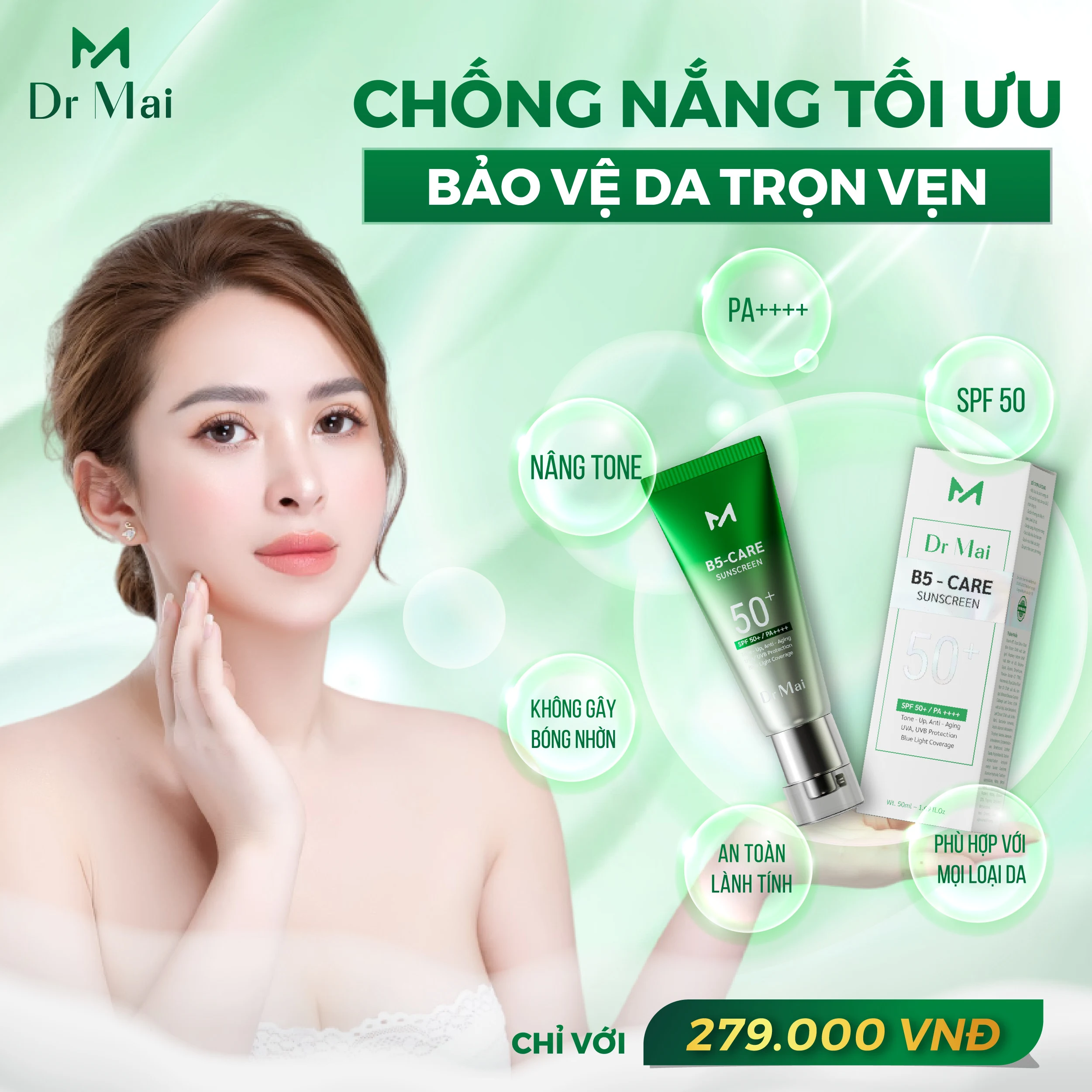 Kem Chống Nắng Dr Mai giúp bảo vệ da nhiều giờ liền, nâng tông da