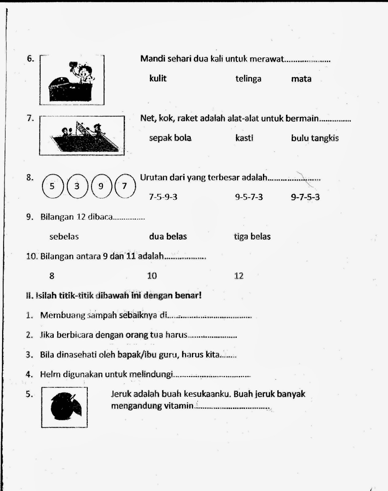 UAS SD Kelas 1 TA 2013 2014 Semester 1 Kurikulum 2013