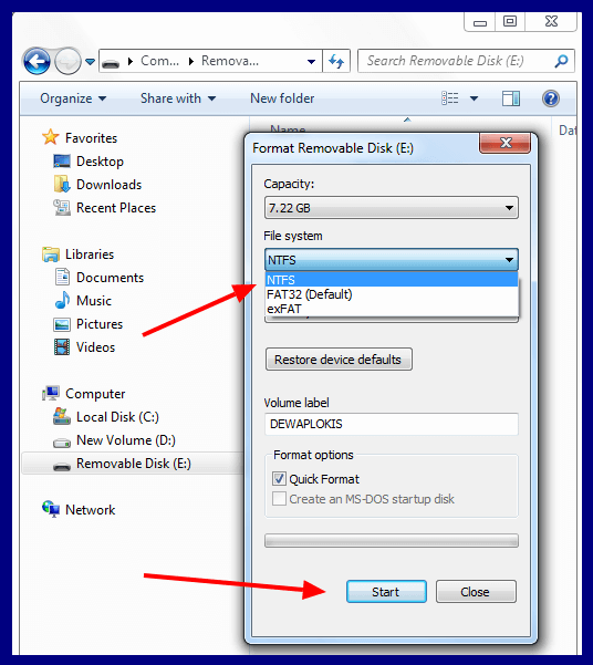 format disk NTFS