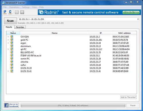 Scanning IP Jaringan Menggunakan Advance IP Scanner