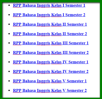 Contoh RPP Bahasa Inggris Kelas 1 2 3 4 5 6 SD MI Semester 1 dan 2