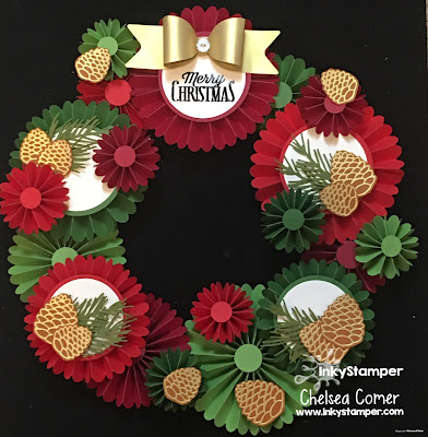 Merry Christmas rosette Wreath featuring the Paper Fan die