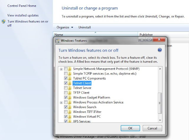 Windows 7 enable Telnet Client