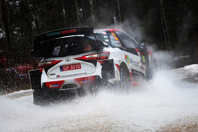 Elfyn Evans Kicking up snow on way to win Rally Sweden