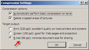 Reduce Powerpoint file sizes