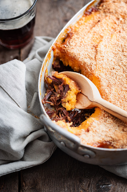 Parmentier de bœuf à la bière brune à la patate douce