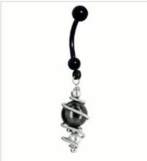 Crystal STERLING PEARL SWIRL Black Titanium Belly Ring