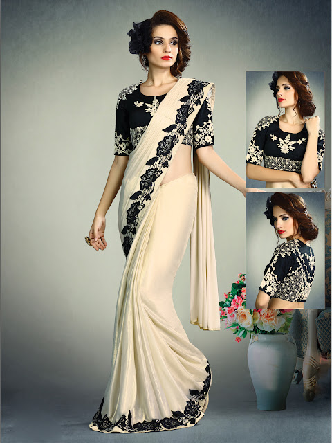 stunning black partywear saree collection online with free shipping