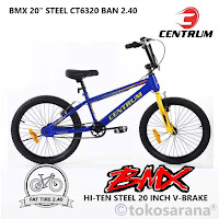 Sepeda BMX Centrum CT6320 Ban Gede 20 Inci x 2.40 Inci Hi-Ten Steel OPC 28/16 Gearing Fat Tire Bike 8 Tahun-Remaja-Dewasa