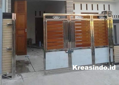 Pintu Pagar Rangka Stainless Kombinasi Kayu Terbaik dengan Harga Terjangkau