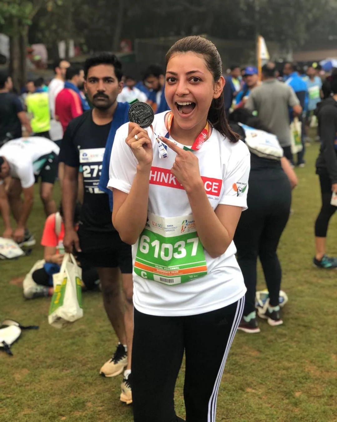 Actress Kajal Aggarwal Pics At Mumbai Marathon