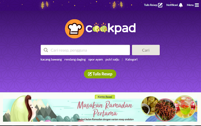 masak mudah dengan bantuan aplikasi cookpad