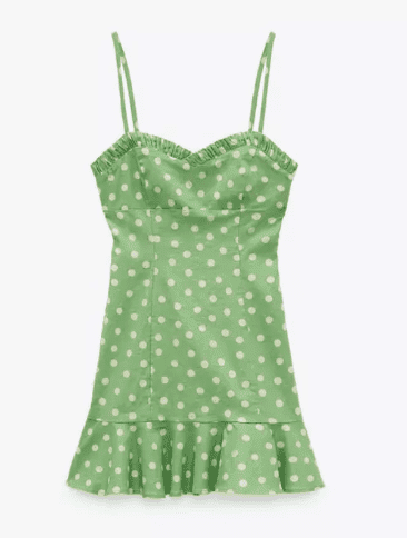 Vestido de lunares verde Zara moda 2022