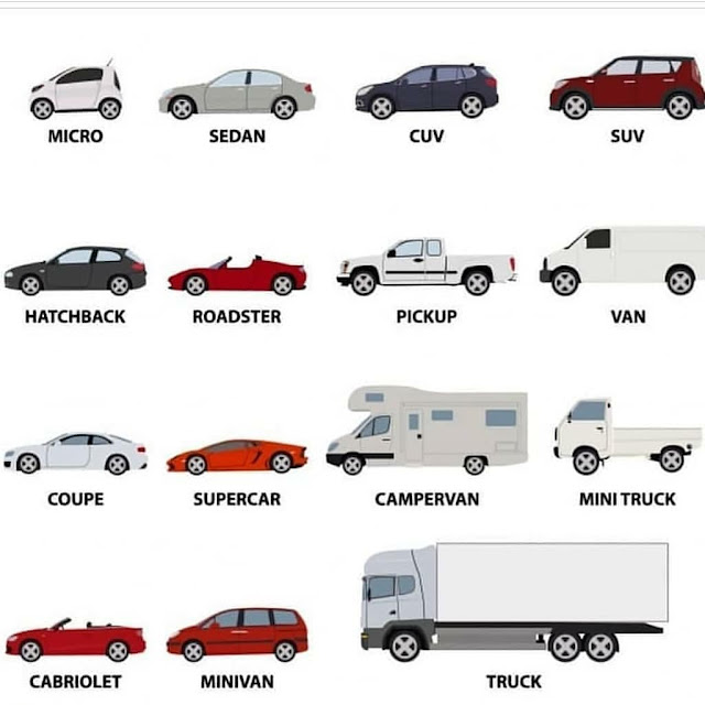 different types of cars in English vocabulary