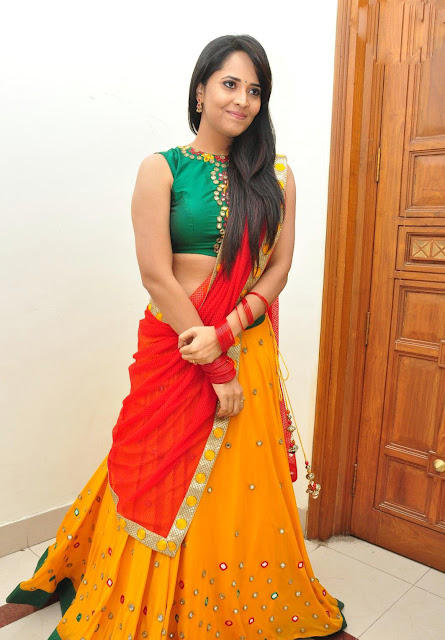 Anasuya in Mirror Work Embroidery Half Saree at Soggade Chinni Nayana Audio Launch