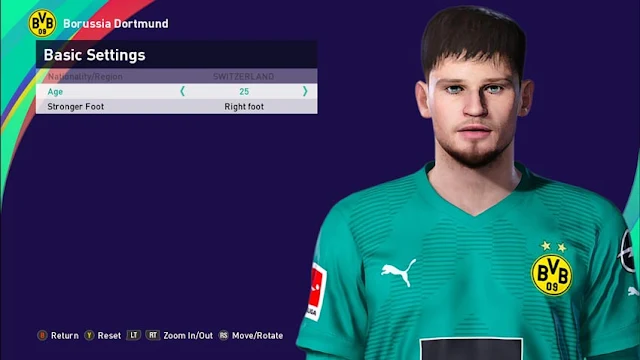 Gregor Kobel Face For eFootball PES 2021