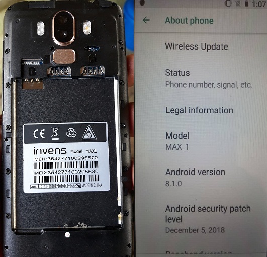 Invens Max 1 Flash File MT6580 8.1 Firmware Download