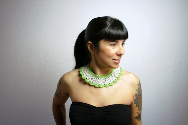 Green & Beige lace collar by BERTH handmade