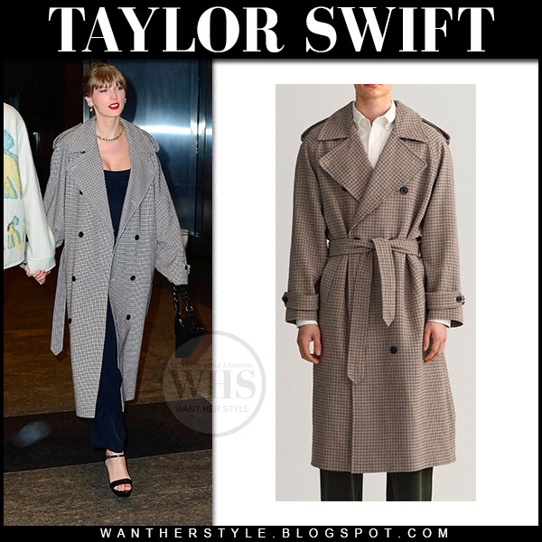 Taylor Swift in houndstooth trench coat